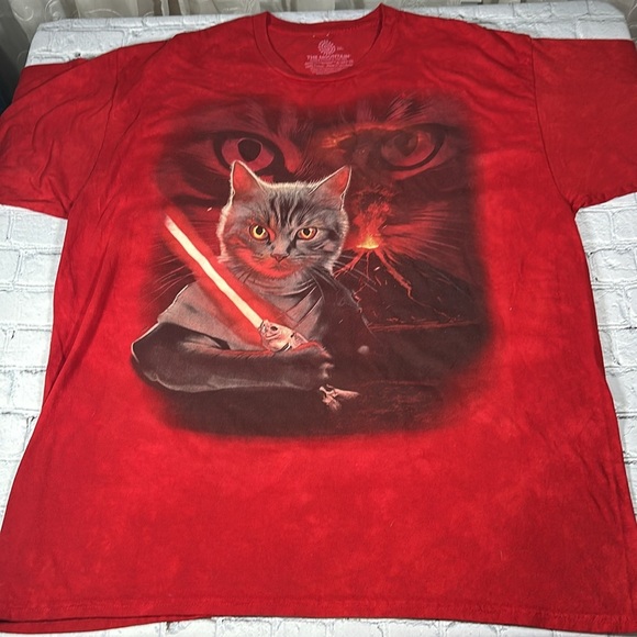 The Mountain Other - The Mountain Star Wars Theme Cat Red Tie-Dye Shirt Anakin New Mens 2XL